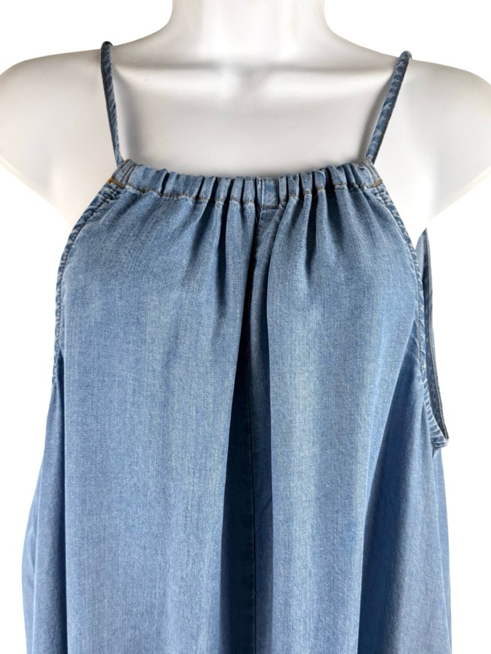 H&M Lyocell Halter Maxi Dress – Light Blue Denim Wash Size S - Picture 6 of 11